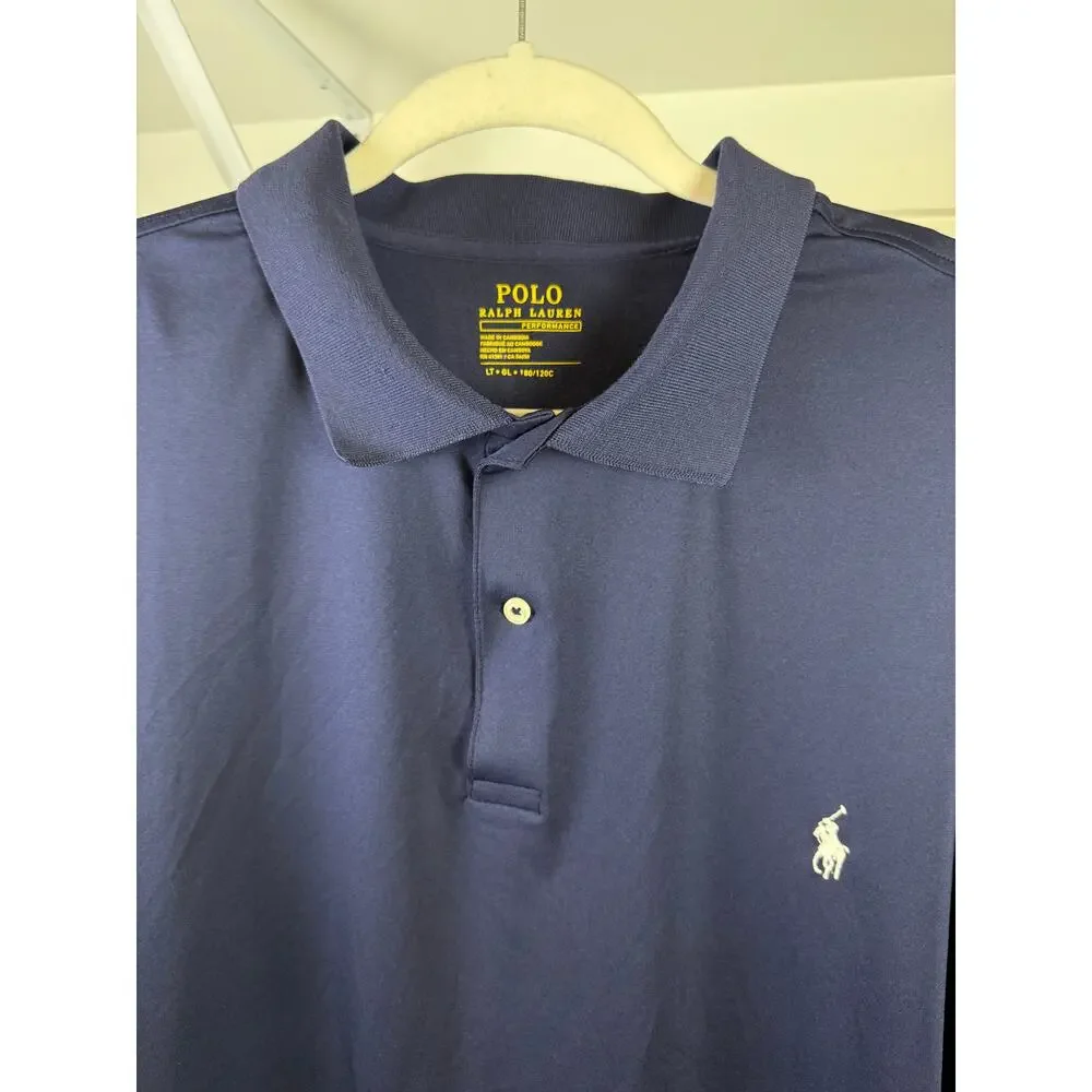 Ralph Lauren Performance Polo Shirt Men's Size Large Tall Navy Blue‎ Golf